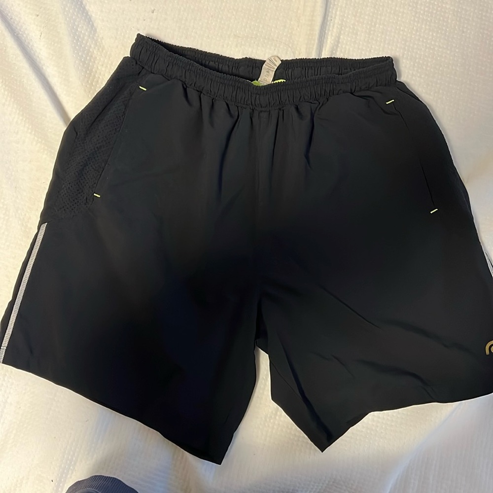 Roadrunner black shorts with neon green liner